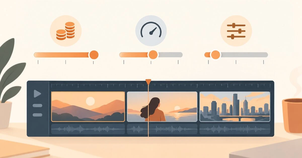 Illustration of AI video trade-offs between cost, render time, and output control