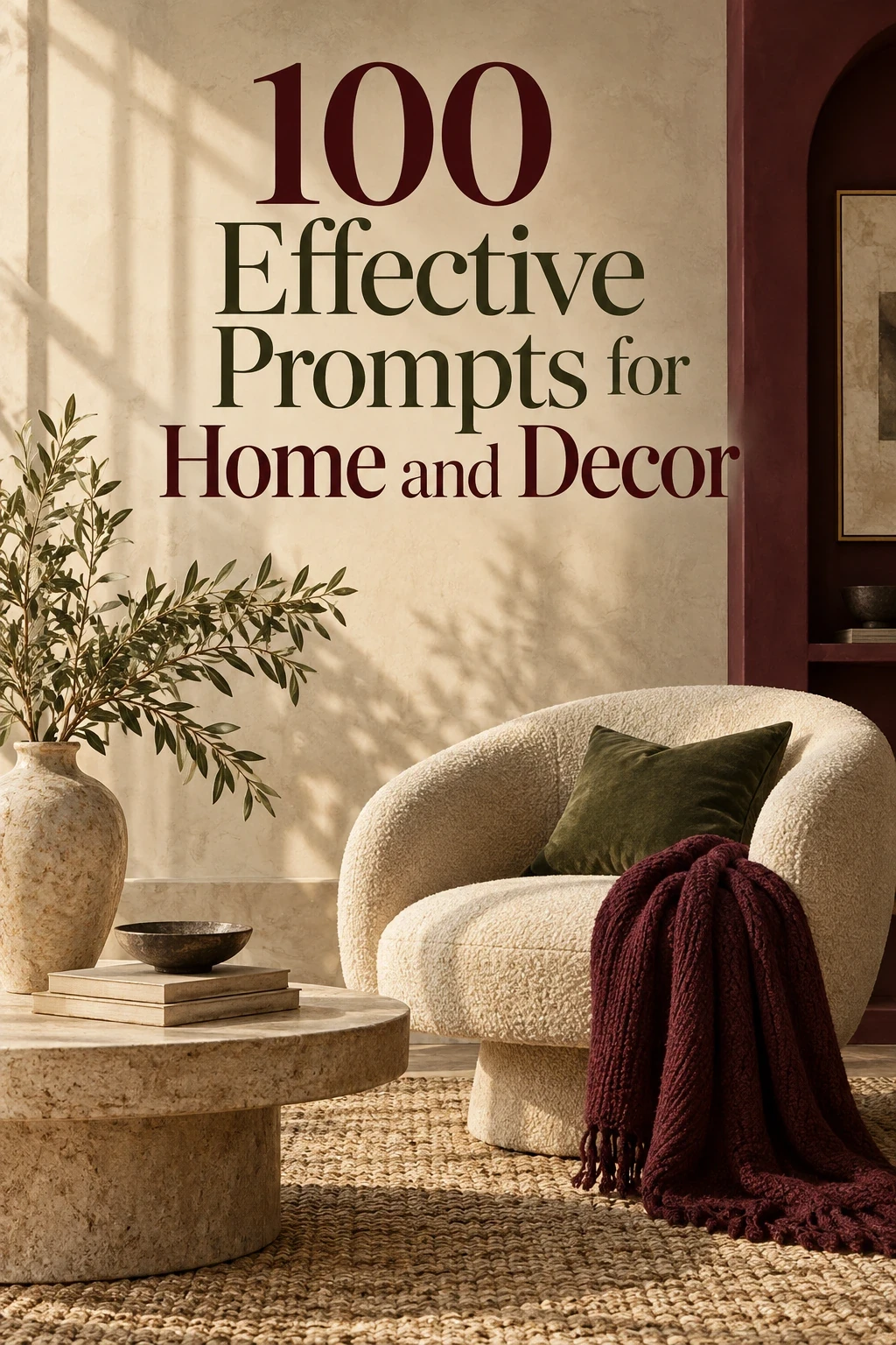 100 Effective Prompts for Home and Decor cover