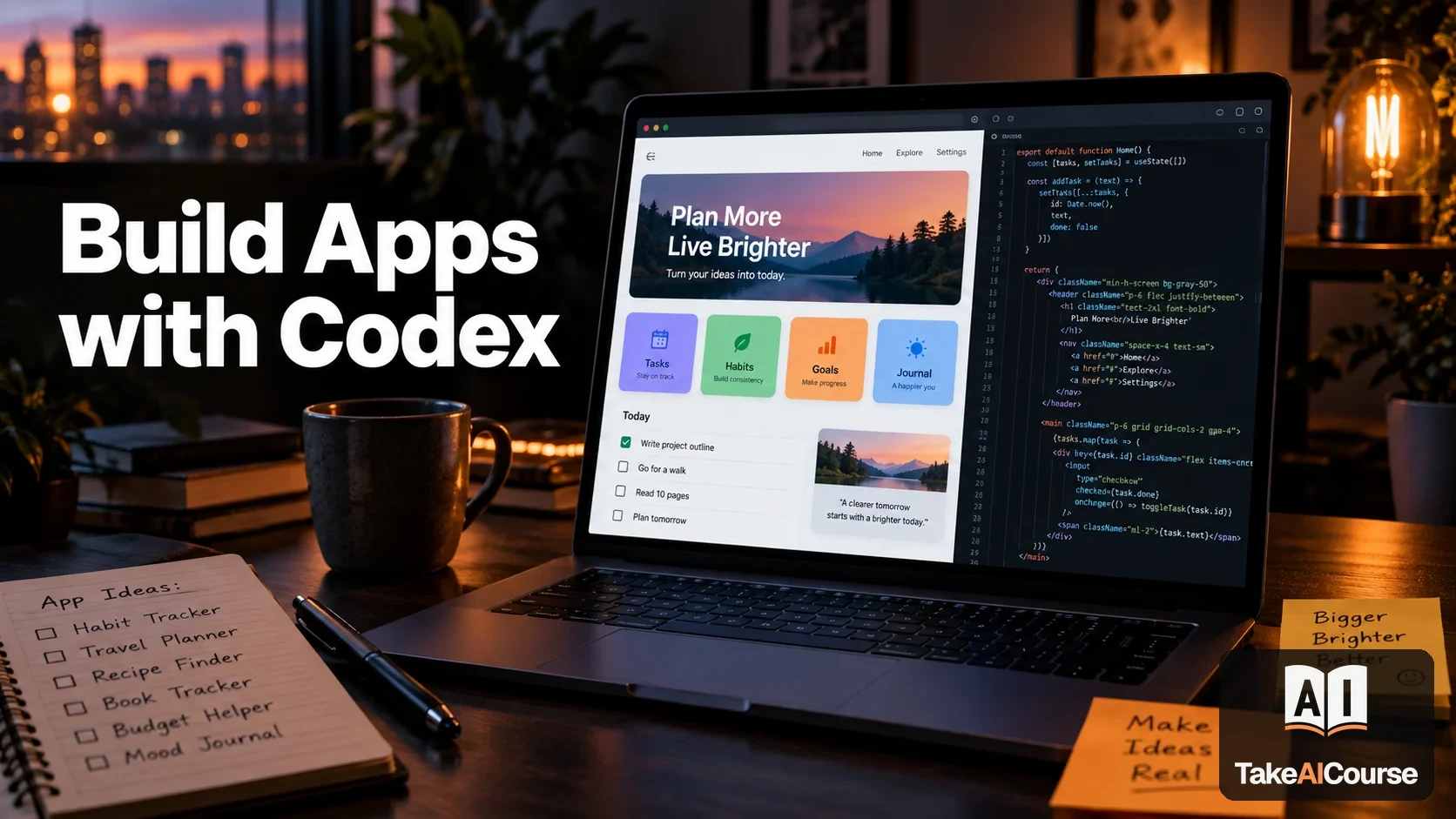 Build Apps with Codex (No Coding Needed) — Codex course cover on TakeAICourse.com