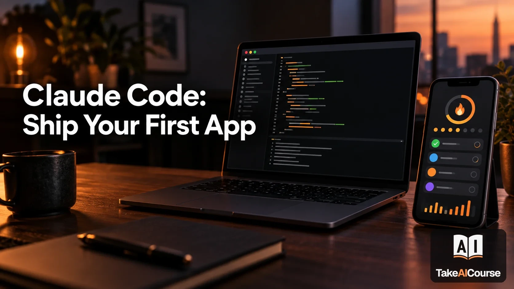 Claude Code: Ship Your First App — Claude Code course cover on TakeAICourse.com